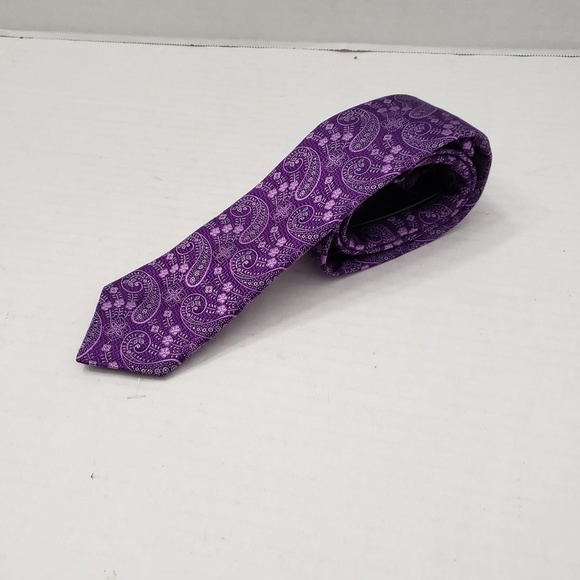 Ted Baker London Floral Paisley Silk Purples Tie - Picture 1 of 8